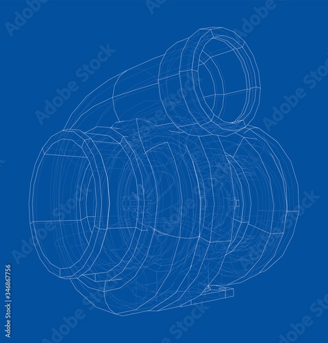Automobile turbocharger concept outline. Vector