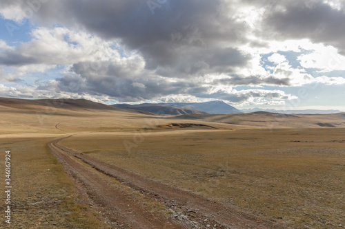 The road in the desert. Central Asia between the Russian Altai and Mongolia © Tatiana