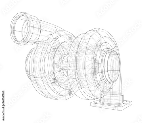 Automobile turbocharger concept outline. Vector © cherezoff