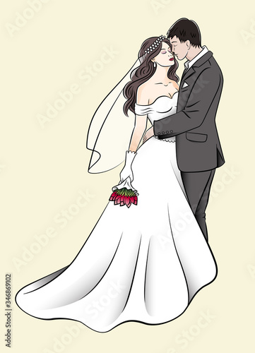 Bride and groom. wedding dress.