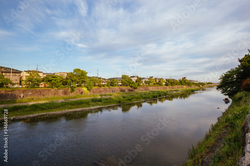 Kamo River View in Kyoto Japan