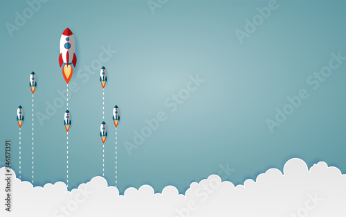 The graphic of rocket also represents the concept of courage Think differently move for success in life