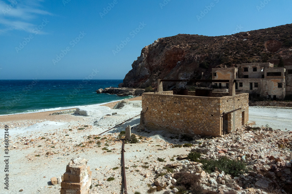 Greece,Cyclades Islands, Milos: abandoned mine of Thiorichia