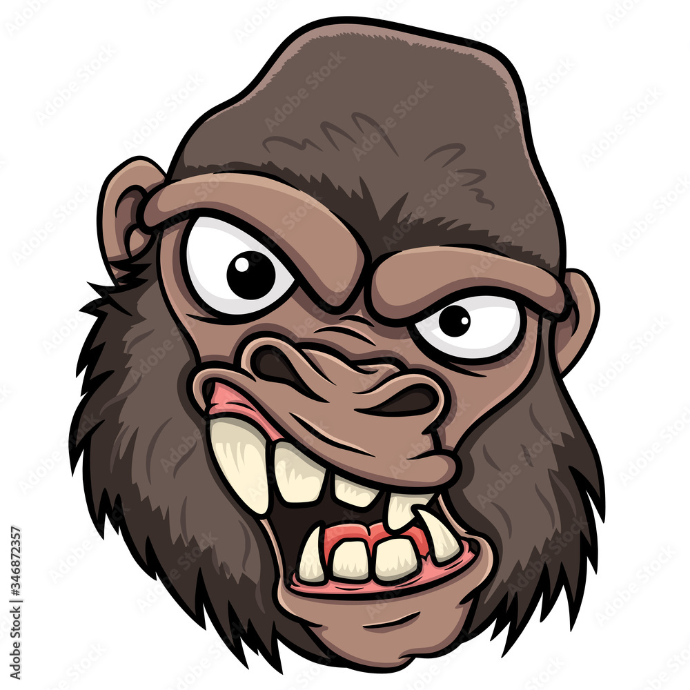angry gorilla cartoon face .isolated on white background. stock illustration