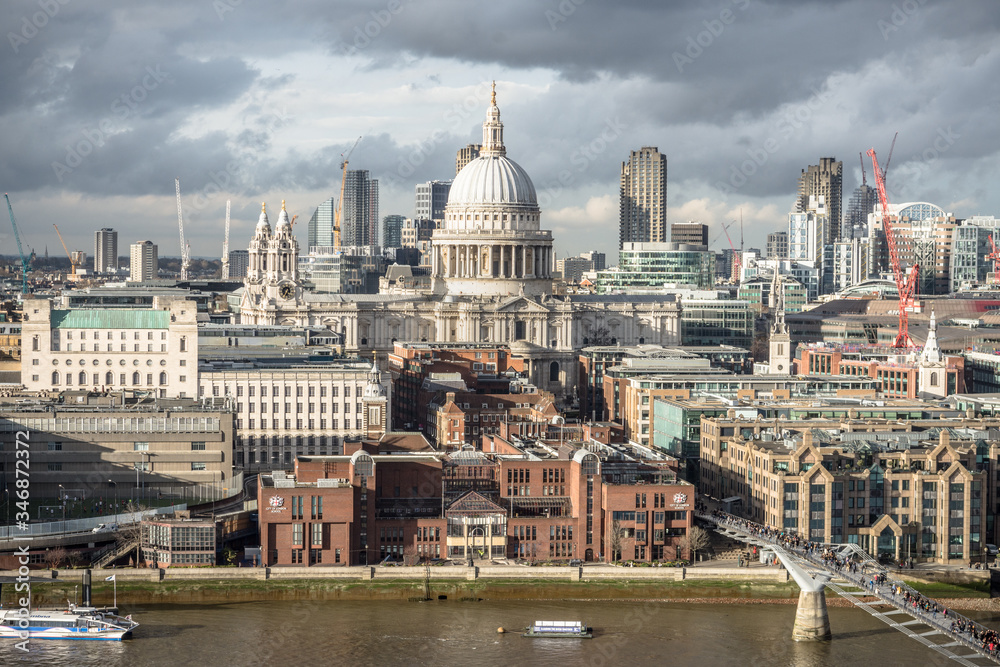 stunning view on st paul cathedral and thames skyline london