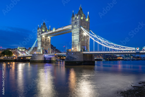 The Tower Bridge stretching over River Thames in London  England.