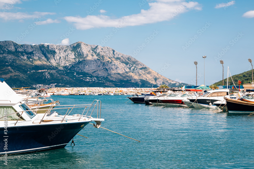 Adriatic sea and harbor in Budva, Montenegro