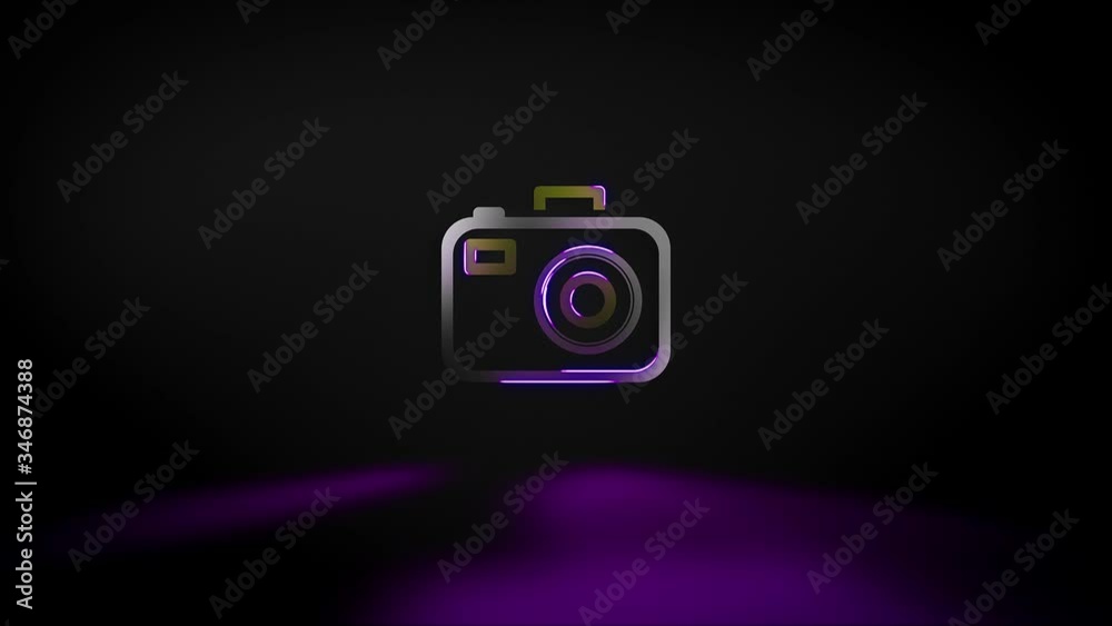 camera motion lens animated background. neon lights camera motion flash flood neon light icon camera animation flashes looping animated backgrounds. 