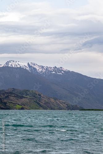 Landscapes of Wanaka lake. Snow and water. South Island, New Zealand