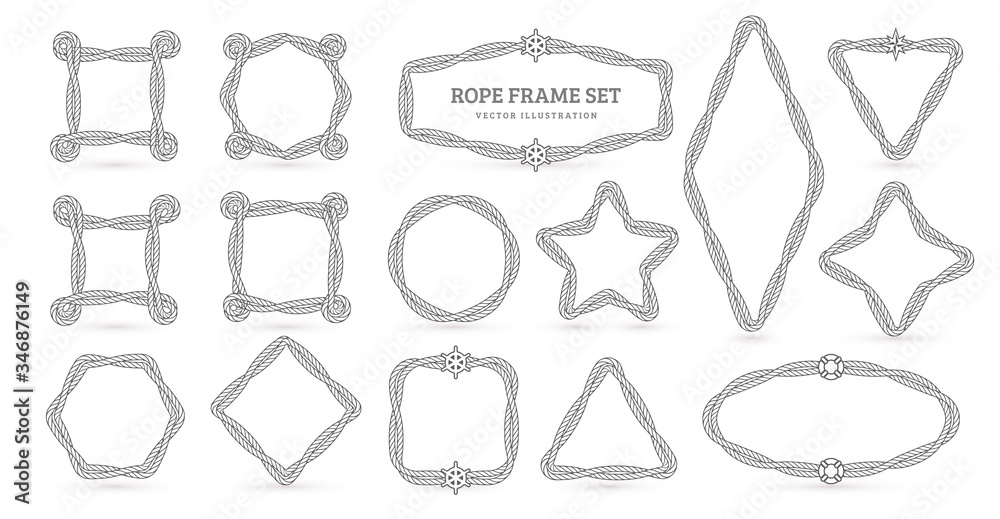 Nautical ropes vector creative outline borders set Nautical ropes vector creative outline borders set