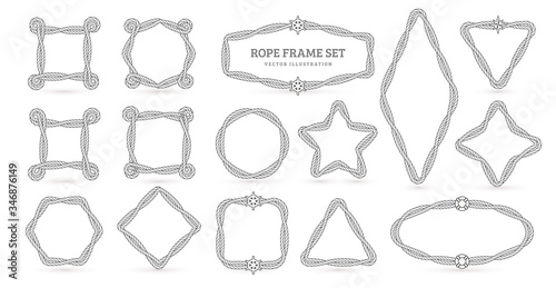 Nautical ropes vector creative outline borders set