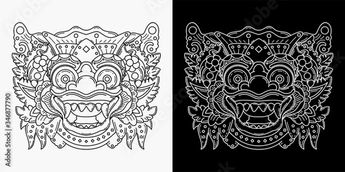 barong monoline tattoo design