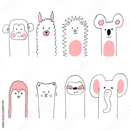 Cute doodle animals.