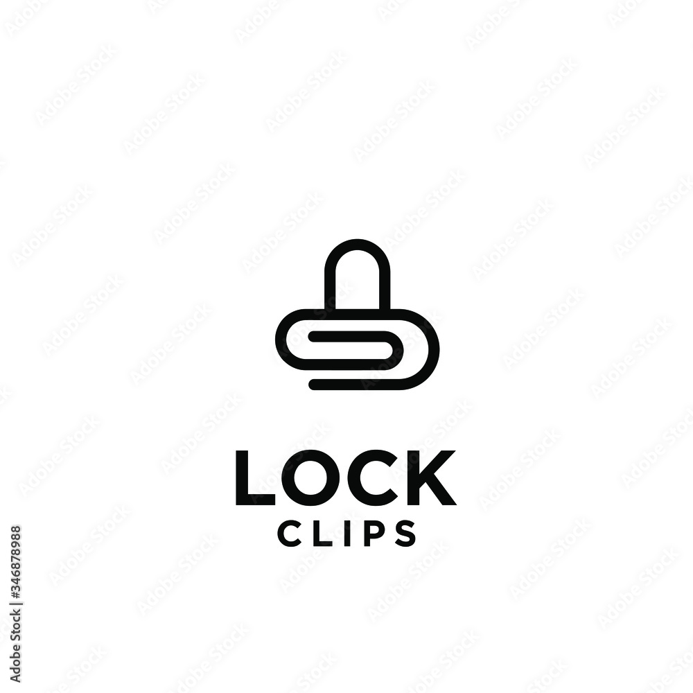 simple padlock clip logo icon design template