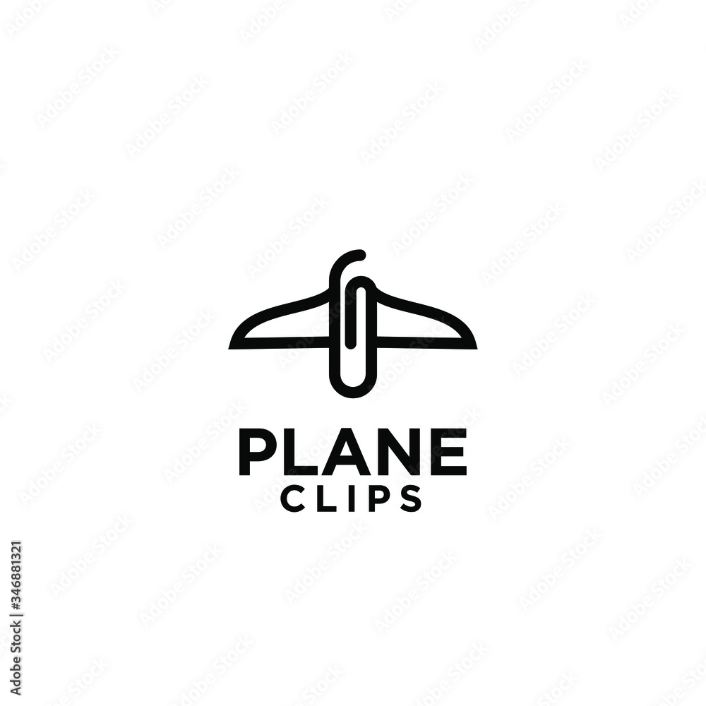 simple plane clip logo icon design template