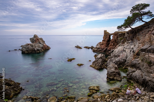 Lloret de Mar beach in Costa Brava of Catalonia, Spain.