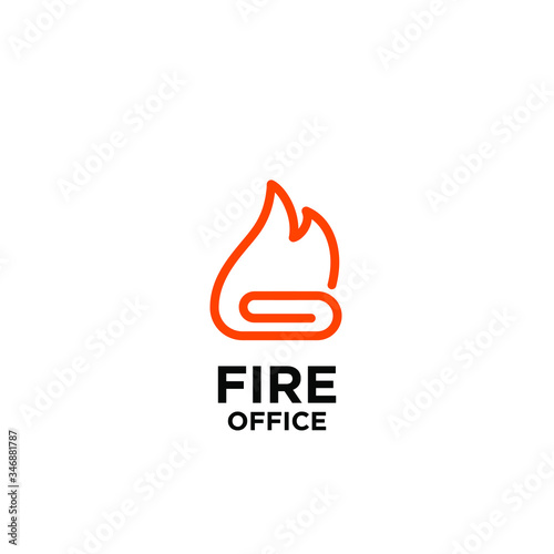 simple fire clip logo icon design template