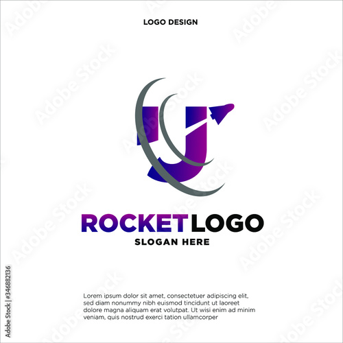 Initial letter U rocket logo design