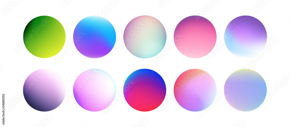 Set of multicolor flat round buttons with vivid color spheres. Rounded holographic gradient sphere button with bright colors. Modern abstract for background texture and template for design materials Set of multicolor flat round buttons with vivid color spheres. Rounded holographic gradient sphere button with bright colors. Modern abstract for background texture and template for design materials