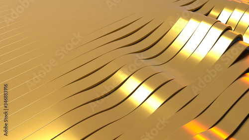 Abstract gold background with waves.