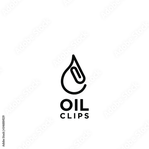 simple clip oil water black white logo icon design template