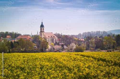 protestant church in the german village seifhennersdorf