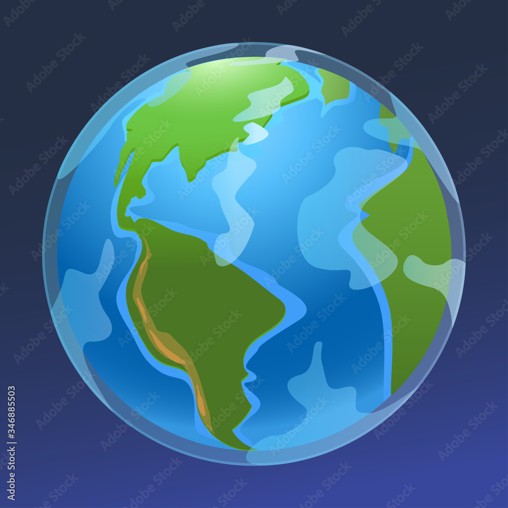 Vector stock illustration Simple globe atmosphere and continents.