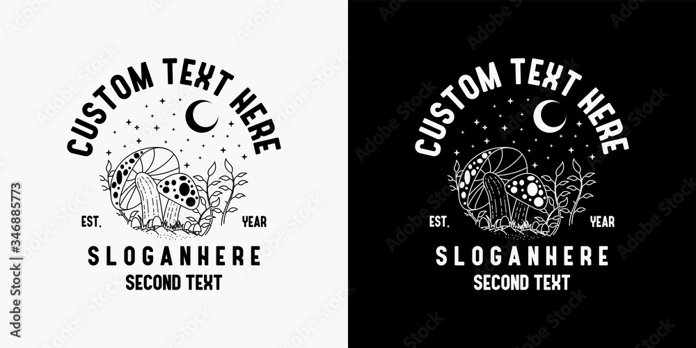 Obraz premium monoline mushroom logo design