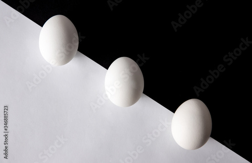 .chicken egg on a black and white background