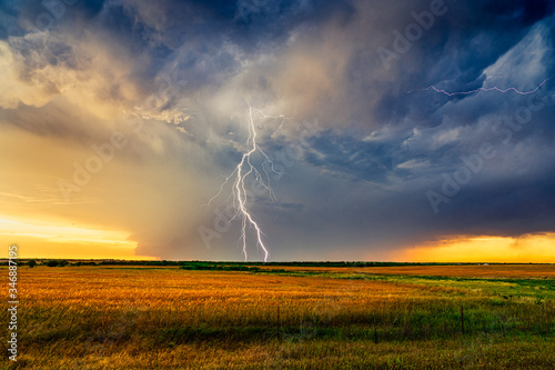 lightning over the field