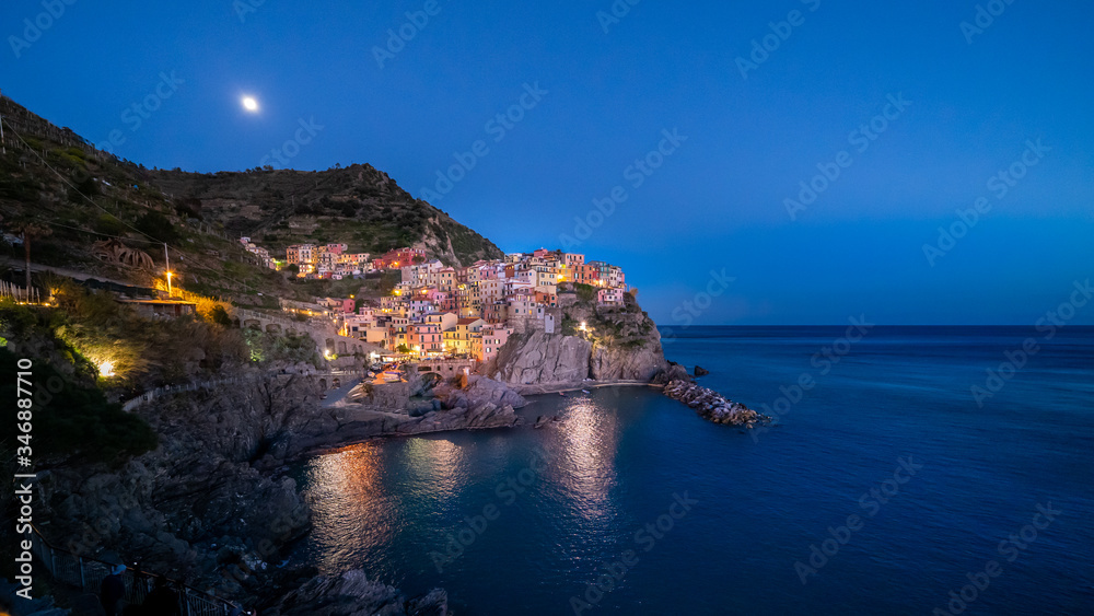 manarola cityscape evening, Cinque Terre, italy, Liguria