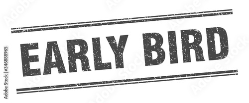 early bird stamp. early bird label. square grunge sign