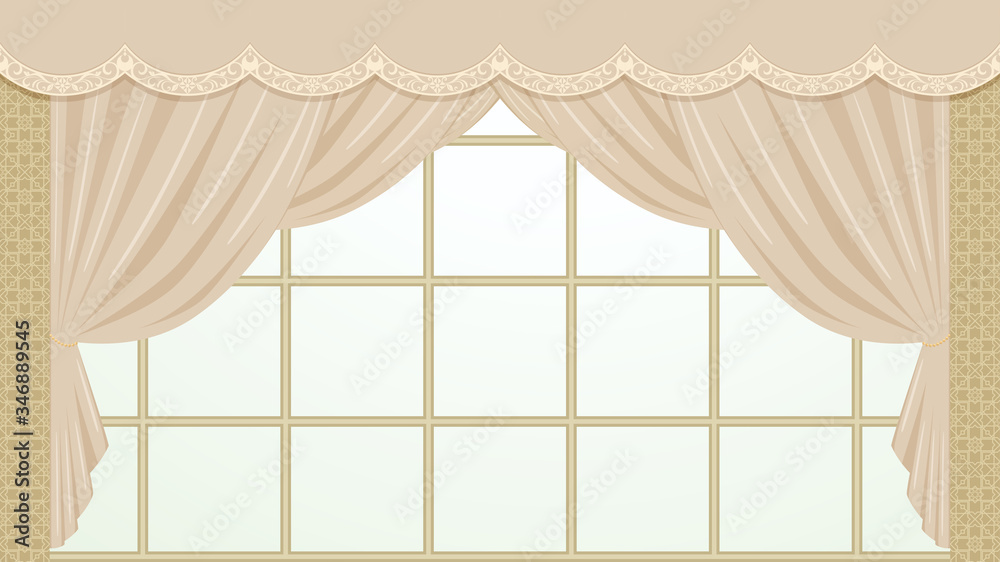 エレガントなカーテンの窓 背景イラスト 16 9 Stock Vector Adobe Stock