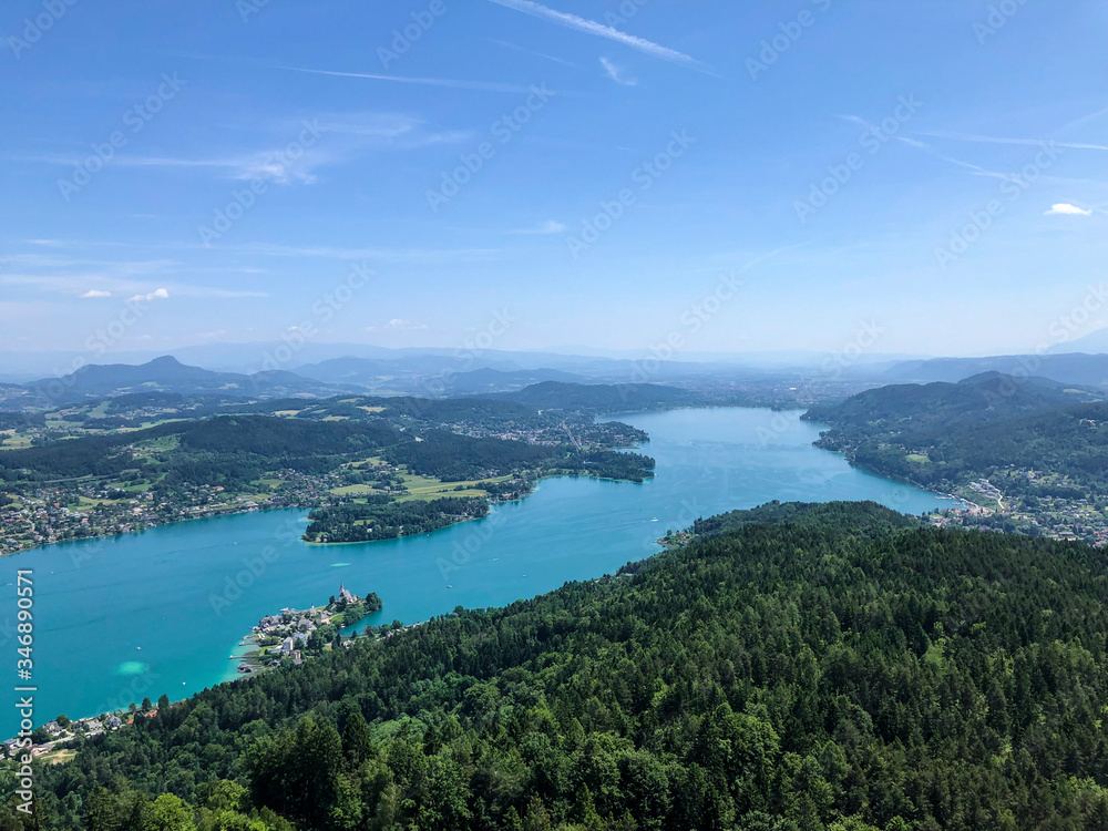 Panorama view of Wörthersee on vacation
