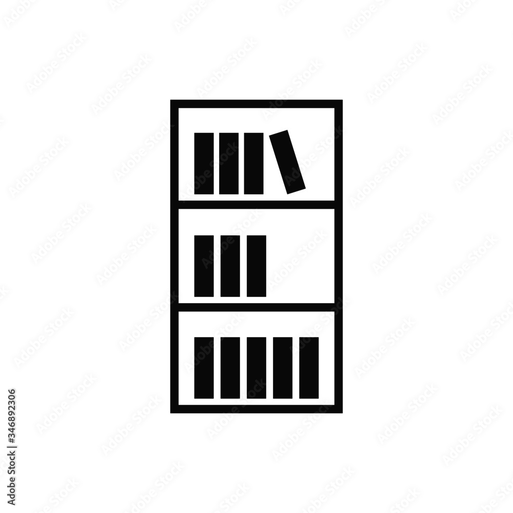Vector illustration of bookshelf icon. Flat vector bookshelf icon symbol sign for mobile concept and web site design Vector illustration of bookshelf icon. Flat vector bookshelf icon symbol sign for mobile concept and web site design