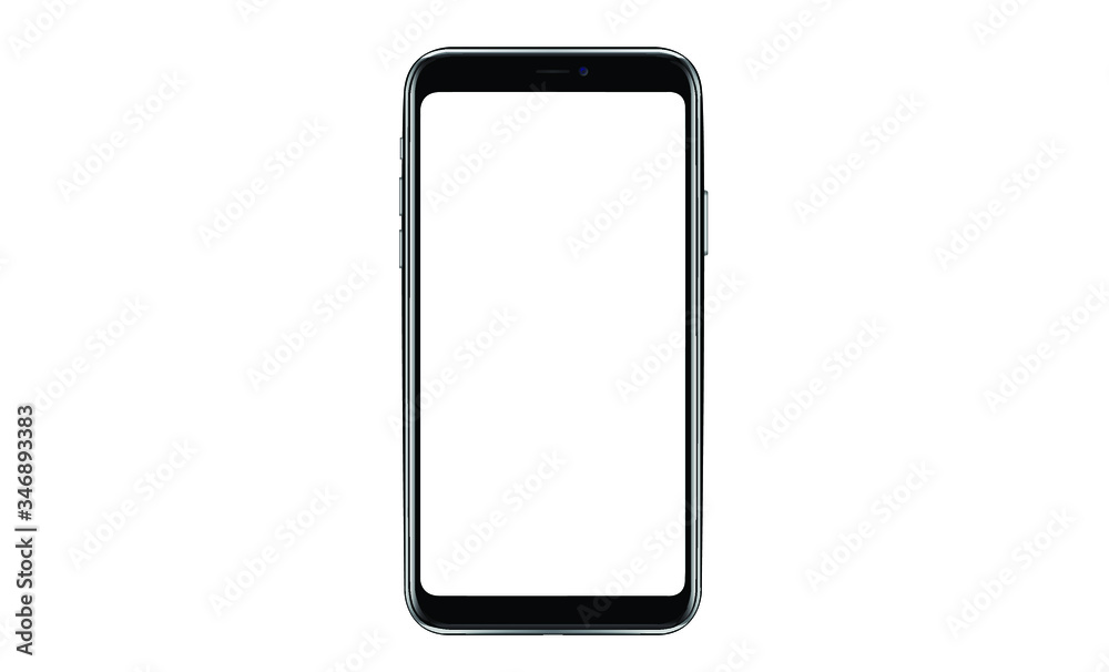 Smartphone mockup. New black frameless smartphone mockup with white screen. Isolated on white background. Based on high-quality studio shot. Smartphone frameless design concept. Smartphone mockup. New black frameless smartphone mockup with white screen. Isolated on white background. Based on high-quality studio shot. Smartphone frameless design concept.