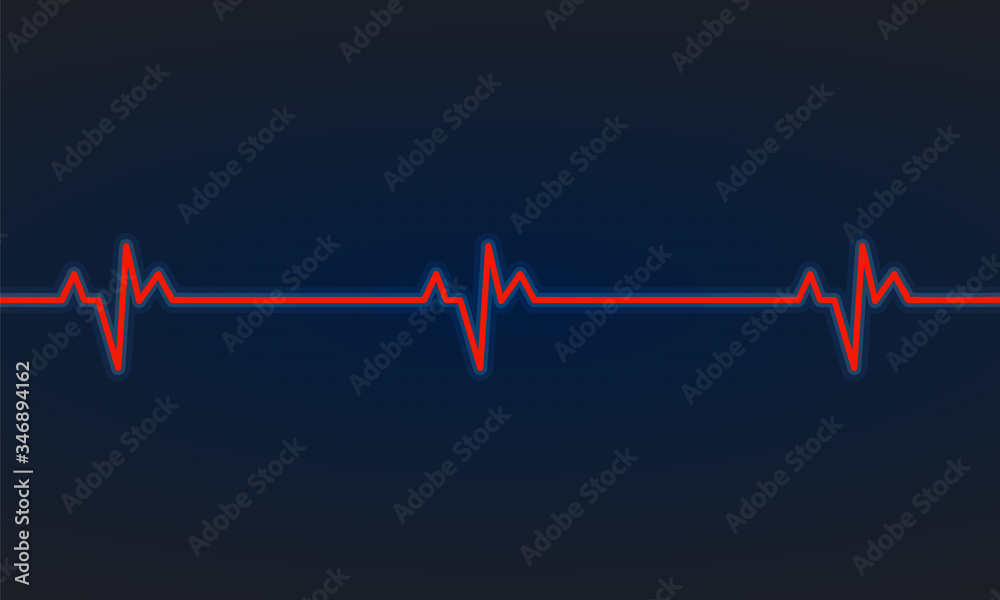 Heartbeat line thin background design vector isolated on blue