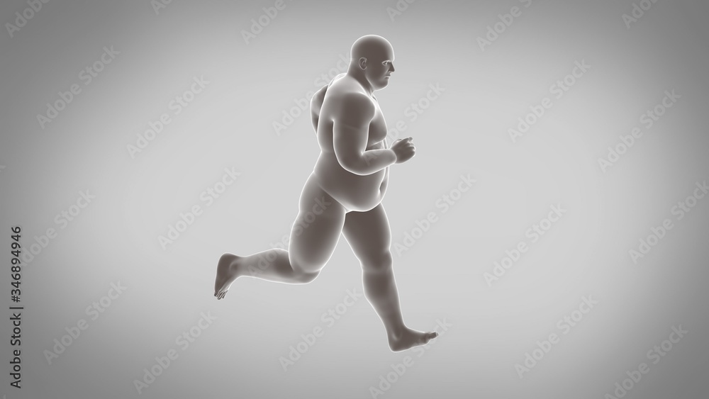 3d render of a running fat man in Gray background. 3d illustration 3d render of a running fat man in Gray background. 3d illustration