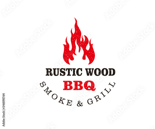 Vintage Retro Rustic BBQ Grill  Barbecue  Hot Barbeque Sticker Logo design vector