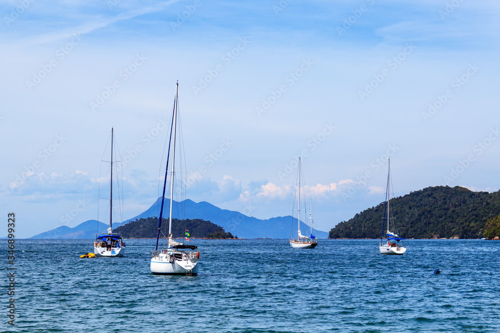 Sail boats anchored in Angra dos Reis