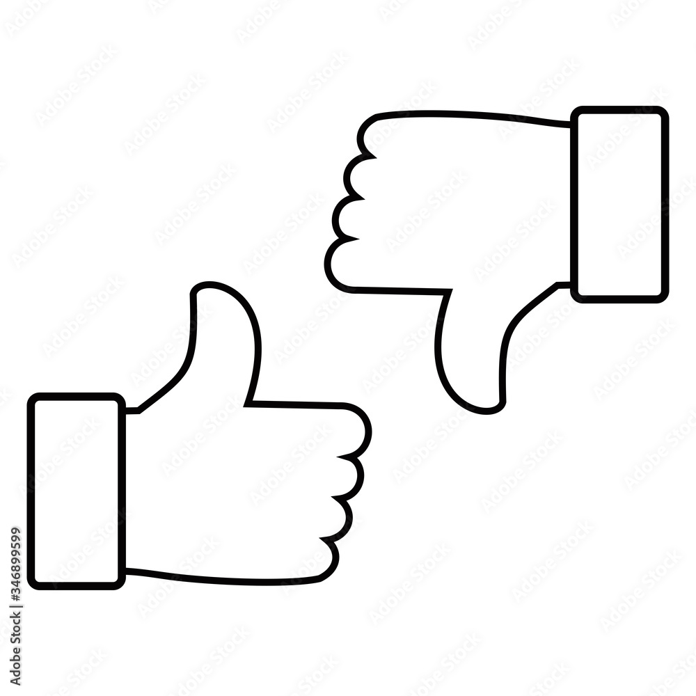 Thumbs up and thumbs down. vector line icon Thumbs up and thumbs down. vector line icon