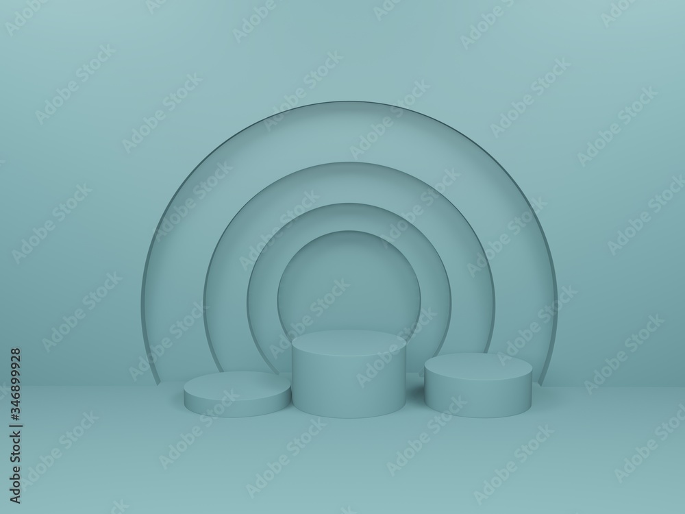 Obraz premium 3D rendering green pastel color for product display stand. Minimal Studio, Abstract mock up witch copy space for Showcase.