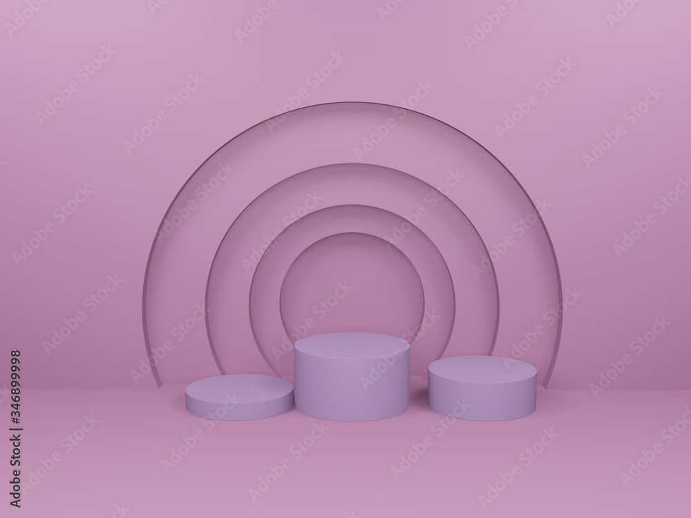 Obraz premium 3D rendering pink pastel color for product display stand. Minimal Studio, Abstract mock up witch copy space for Showcase.