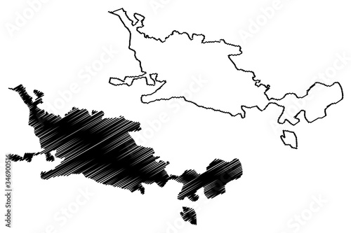 Eskisehir City (Republic of Turkey, Central Anatolia Region) map vector illustration, scribble sketch City of Eskisehir map