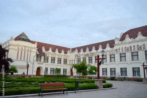 City square in cloudy weather