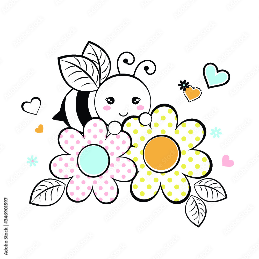 animals and funny flowers vector illustration