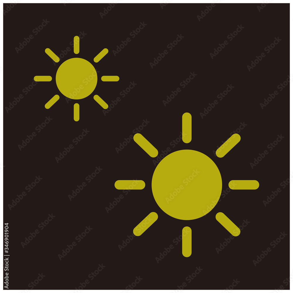 sun icon symbol with a black background