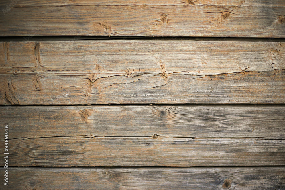 Obraz premium Weathered wood textured background with copy space for your message.