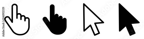 Hand clicking icon collection.Pointer click icon. Hand icon design.Set of Hand Cursor icons click and Cursor icons click. Click cursor icon.