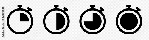 Timer icon collection. Symbol timer on a white background. Set of Timer vector icons.Set of timer and stopwatch icons. Cooking time symbols and labels